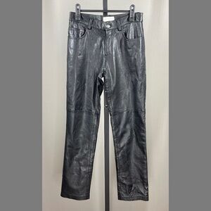 Hugo Buscati Pants Womens 2 petite black leather straight chino designer vintage
